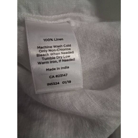 Talbots womens large white 100% linen blouse gauzy beach casual top or work - Picture 8 of 10